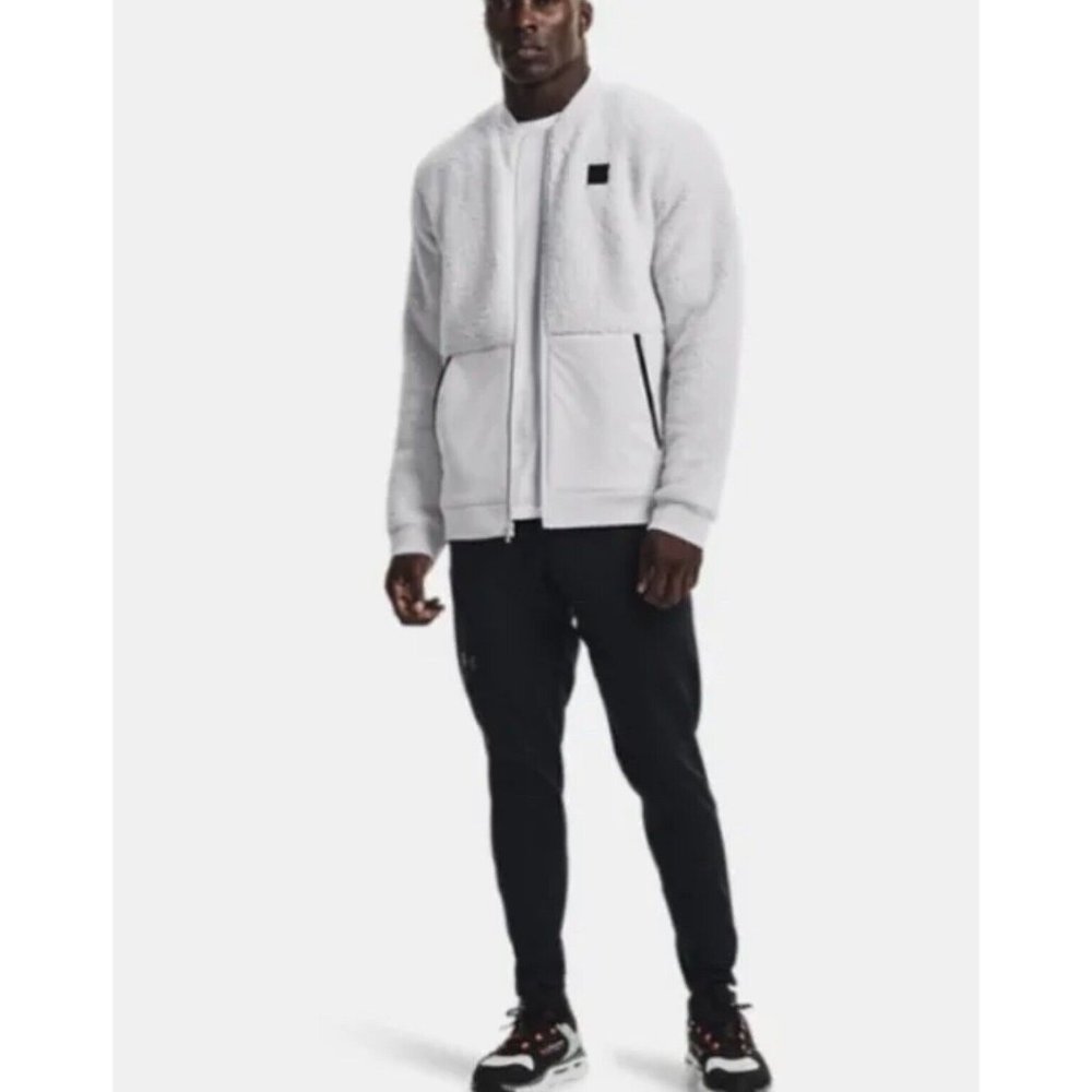 Under Armour Sherpa Bomber Jacket Gray Ultra-soft Comfort Men's Size S - Picture 2 of 10